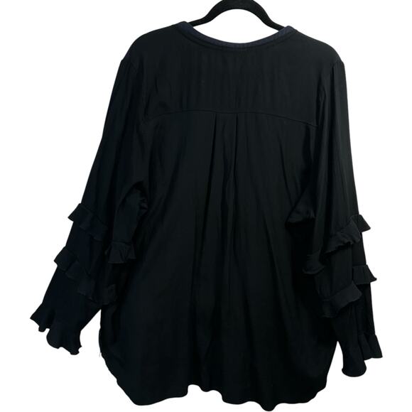 Lane Bryant Ruffled Sleeve Sweatshirt Plus SZ 22/24 Fairygoth Feminine Y2K Cozy - Picture 3 of 13